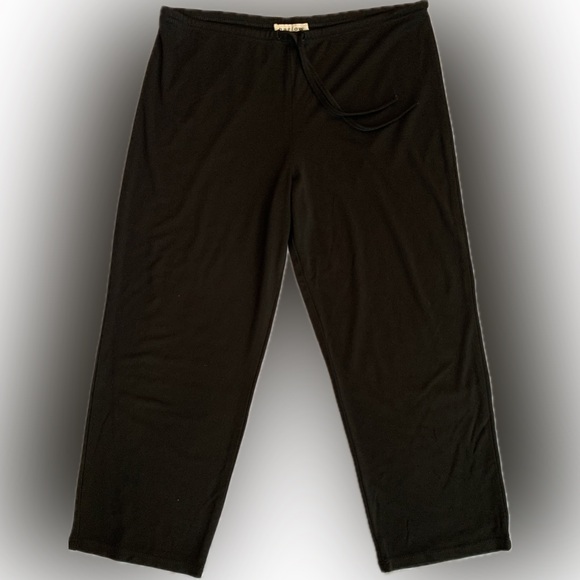 HARLOW drawstring black relaxed fit wide leg polyester pants, medium - Picture 3 of 5